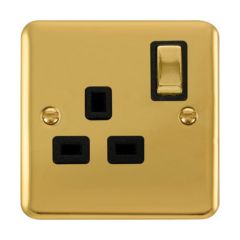 Click Deco Plus DPBR535BK 13A 1 Gang DP Switched Socket Outlet Polished Brass