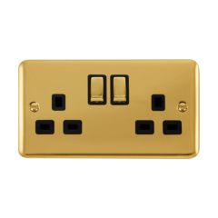 Click Deco Plus DPBR536BK 13A 2 Gang DP Switched Socket Outlet Polished Brass