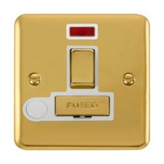 Click Deco Plus DPBR552WH 13A DP Switched FCU With Neon & Optional Flex Outlet Polished Brass