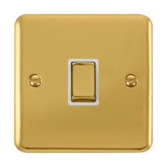 Click Deco Plus DPBR722WH 20A DP Plate Switch Polished Brass