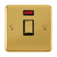 Click Deco Plus DPBR723BK 20A DP Plate Switch With Neon Polished Brass