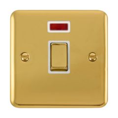 Click Deco Plus DPBR723WH 20A DP Plate Switch With Neon Polished Brass