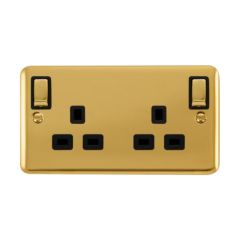 Click Deco Plus DPBR836BK 13A 2 Gang DP Switched Socket Outlet Polished Brass