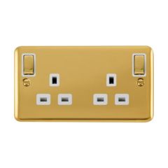 Click Deco Plus DPBR836WH 13A 2 Gang DP Switched Socket Outlet Polished Brass