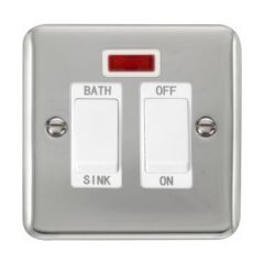 Click Deco Plus DPCH024WH 20A DP Sink/Bath Plate Switch With Neon Chrome