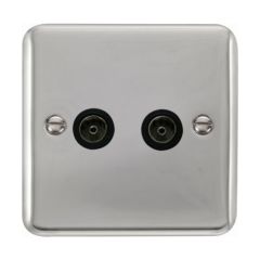 Click Deco Plus DPCH066BK Twin Non-Isolated Coaxial Outlet Chrome