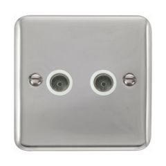 Click Deco Plus DPCH066WH Twin Non-Isolated Coaxial Outlet Chrome