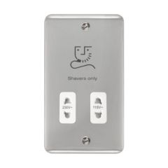 Click Deco Plus DPCH100WH 115V/230V Dual Voltage Shaver Socket Outlet Chrome