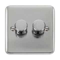 Click Deco Plus DPCH162 2 Gang 2 Way 100W Dimmer Switch Chrome
