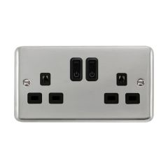 Click Deco Plus DPCH30536BK 13A 2 Gang Zigbee Smart Switched Socket Outlet Chrome