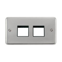 Click Deco Plus DPCH404BK 2 Gang MiniGrid Unfurnished Plate - 2 x 2 Apertures Chrome