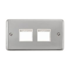 Click Deco Plus DPCH404WH 2 Gang MiniGrid Unfurnished Plate - 2 x 2 Apertures Chrome