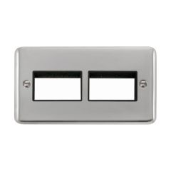Click Deco Plus DPCH406BK 2 Gang MiniGrid Unfurnished Plate - 2 x 3 Apertures Chrome
