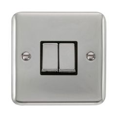 Click Deco Plus DPCH412BK 10AX 2 Gang 2 Way Plate Switch Chrome