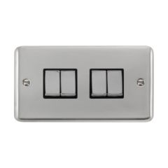 Click Deco Plus DPCH414BK 10AX 4 Gang 2 Way Plate Switch Chrome