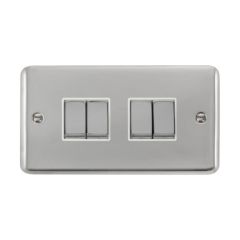 Click Deco Plus DPCH414WH 10AX 4 Gang 2 Way Plate Switch Chrome