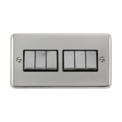 Click Deco Plus DPCH416BK 10AX 6 Gang 2 Way Plate Switch Chrome