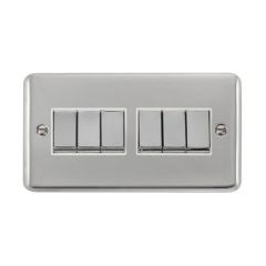 Click Deco Plus DPCH416WH 10AX 6 Gang 2 Way Plate Switch Chrome