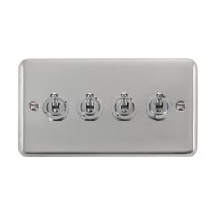 Click Deco Plus DPCH424 10AX 4 Gang 2 Way Toggle Plate Switch Chrome