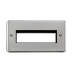 Click Deco Plus DPCH426BK 2 Gang MiniGrid Unfurnished Plate - 6 In-Line Apertures Chrome