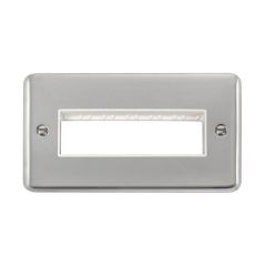 Click Deco Plus DPCH426WH 2 Gang MiniGrid Unfurnished Plate - 6 In-Line Apertures Chrome