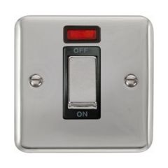 Click Deco Plus DPCH501BK 45A 1 Gang DP Plate Switch With Neon Chrome
