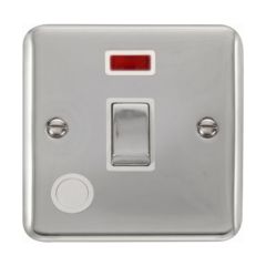 Click Deco Plus DPCH523WH 20A DP Plate Switch With Optional Flex Outlet With Neon Chrome
