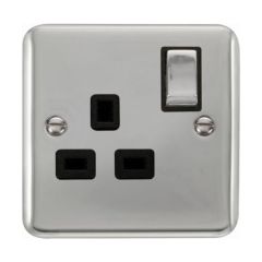 Click Deco Plus DPCH535BK 13A 1 Gang DP Switched Socket Outlet Chrome