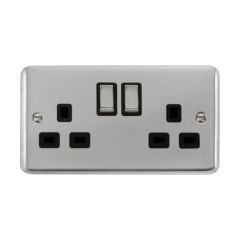 Click Deco Plus DPCH536BK 13A 2 Gang DP Switched Socket Outlet Chrome