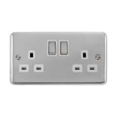 Click Deco Plus DPCH536WH 13A 2 Gang DP Switched Socket Outlet Chrome