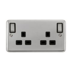 Click Deco Plus DPCH836BK 13A 2 Gang DP Switched Socket Outlet Chrome