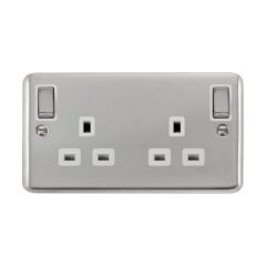 Click Deco Plus DPCH836WH 13A 2 Gang DP Switched Socket Outlet Chrome