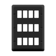 Click Deco Plus DPMB20512 12 Gang GridPro Frontplate Matt Black