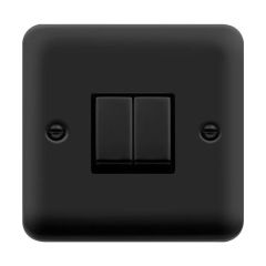 Click Deco Plus DPMB412BK 10AX 2 Gang 2 Way Plate Switch Matt Black