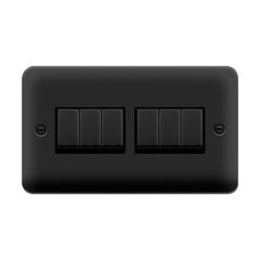 Click Deco Plus DPMB416BK 10AX 6 Gang 2 Way Plate Switch Matt Black
