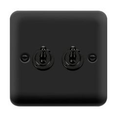 Click Deco Plus DPMB422 10AX 2 Gang 2 Way Toggle Plate Switch Matt Black