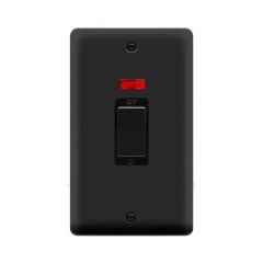Click Deco Plus DPMB503BK 45A 2 Gang (Vertical) DP Plate Switch With Neon Matt Black