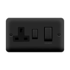 Click Deco Plus DPMB504BK 45A 2 Gang DP Switch With 13A DP Switched Socket Outlet Matt Black