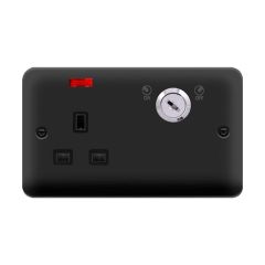 Click Deco Plus DPMB655BK 13A 1 Gang DP Key Lockable Switched Socket With Neon (Double Plate) Matt Black
