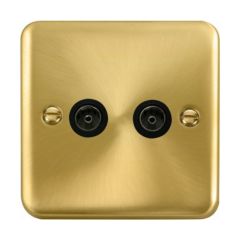 Click Deco Plus DPSB066BK Twin Non-Isolated Coaxial Outlet Satin Brass