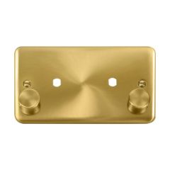 Click Deco Plus DPSB186 2 Gang Unfurnished Dimmer Plate & Knobs (1630W Max) - 2 Apertures Satin Brass