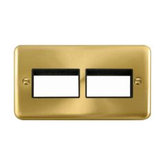 Click Deco Plus DPSB406BK 2 Gang MiniGrid Unfurnished Plate - 2 x 3 Apertures Satin Brass