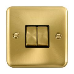 Click Deco Plus DPSB412BK 10AX 2 Gang 2 Way Plate Switch Satin Brass