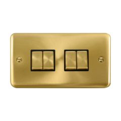 Click Deco Plus DPSB414BK 10AX 4 Gang 2 Way Plate Switch Satin Brass