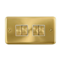 Click Deco Plus DPSB414WH 10AX 4 Gang 2 Way Plate Switch Satin Brass