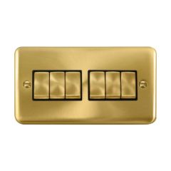 Click Deco Plus DPSB416BK 10AX 6 Gang 2 Way Plate Switch Satin Brass