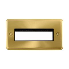 Click Deco Plus DPSB426BK 2 Gang MiniGrid Unfurnished Plate - 6 In-Line Apertures Satin Brass