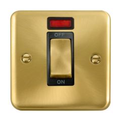 Click Deco Plus DPSB501BK 45A 1 Gang DP Plate Switch With Neon Satin Brass