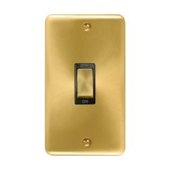 Click Deco Plus DPSB502BK 45A 2 Gang (Vertical) DP Plate Switch Satin Brass