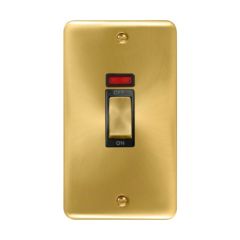 Click Deco Plus DPSB503BK 45A 2 Gang (Vertical) DP Plate Switch With Neon Satin Brass